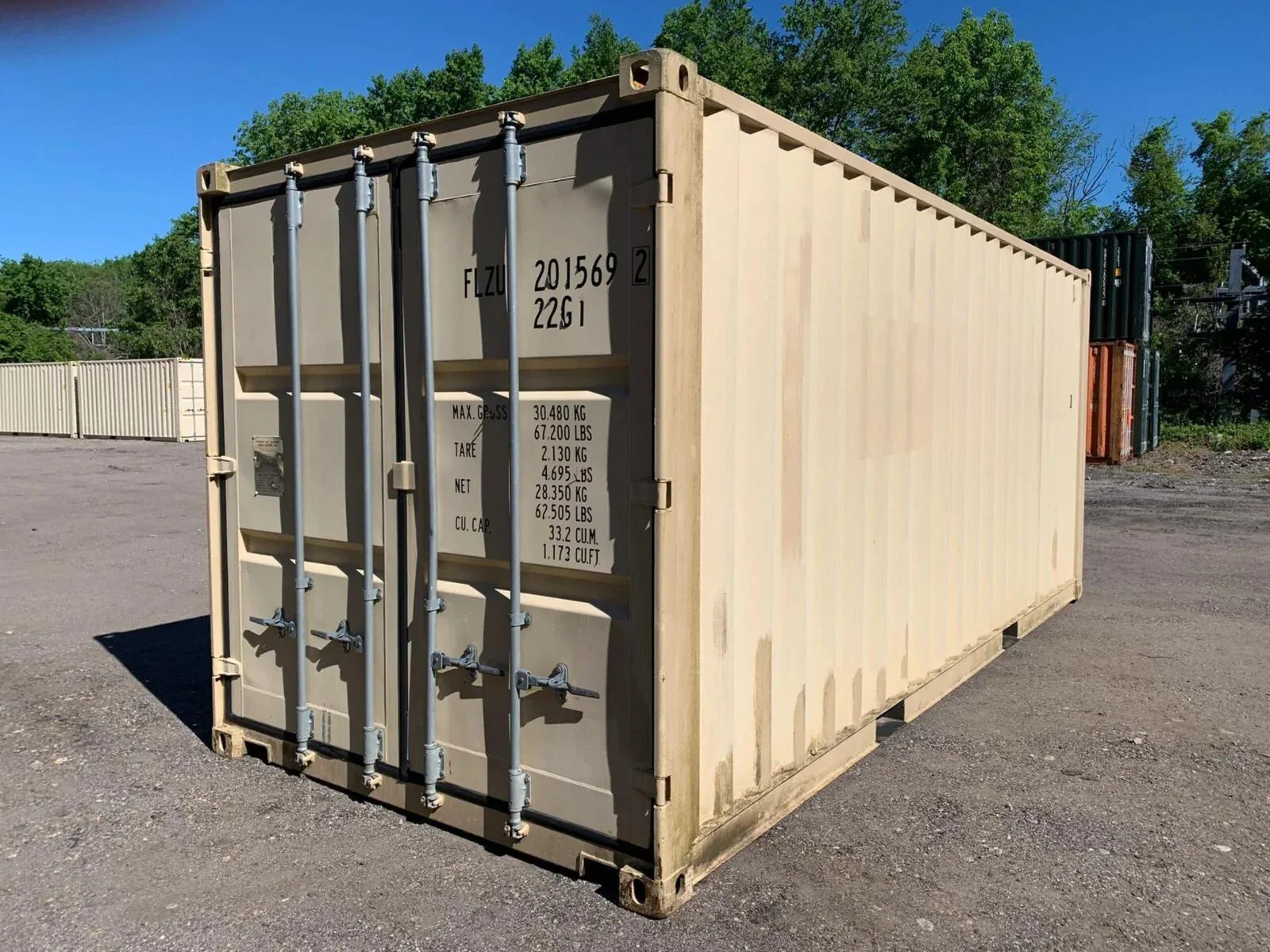 20ft Off-Rent Shipping Container | Beige | Wind and Watertight Storage Unit