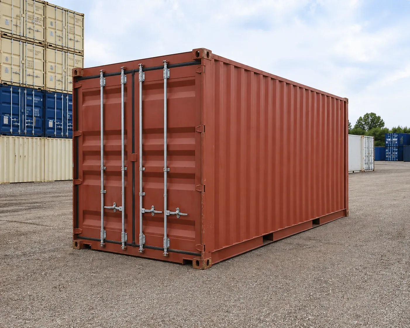 20ft Used Shipping Container – 8ft x 8.5ft – Wind and Watertight – Brick Red
