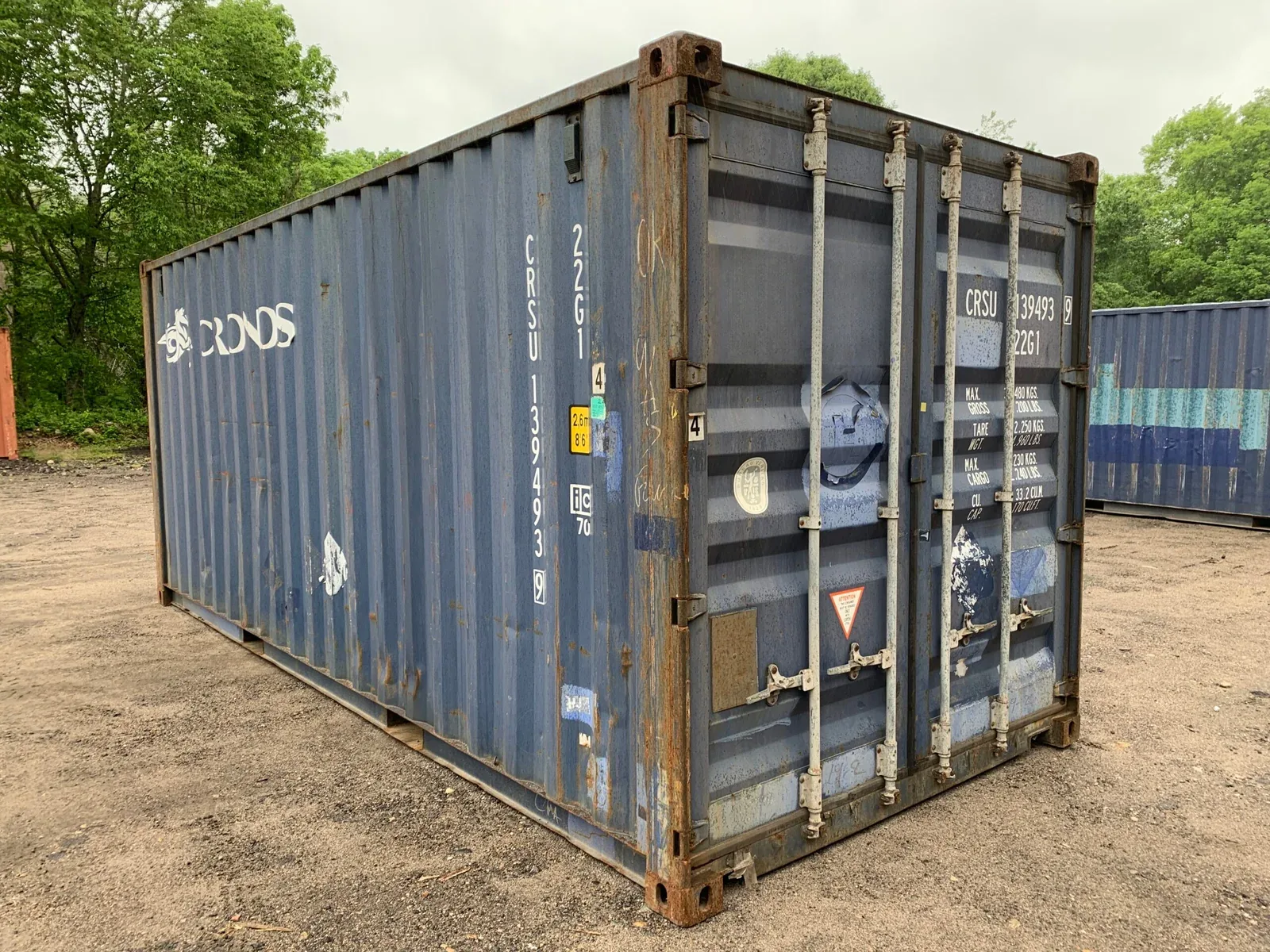 20ft Used Shipping Container – Blue – Wind & Watertight 8.5ft Tall