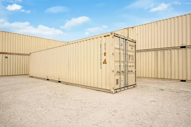 40ft New High Cube One-Trip Double Door Shipping Container – Beige